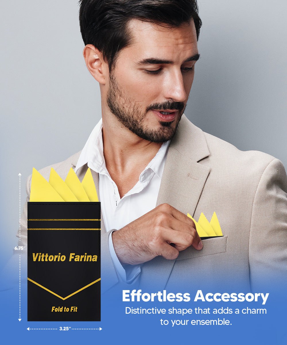 Vittorio Farina Men's Pre-Folded Pocket Square: Four-Point - Upscale Men's Fashion