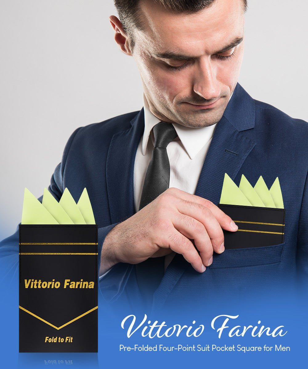 Vittorio Farina Men's Pre-Folded Pocket Square: Four-Point - Upscale Men's Fashion