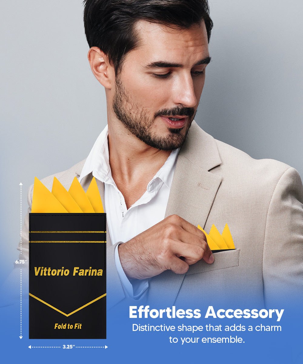 Vittorio Farina Men's Pre-Folded Pocket Square: Four-Point - Upscale Men's Fashion