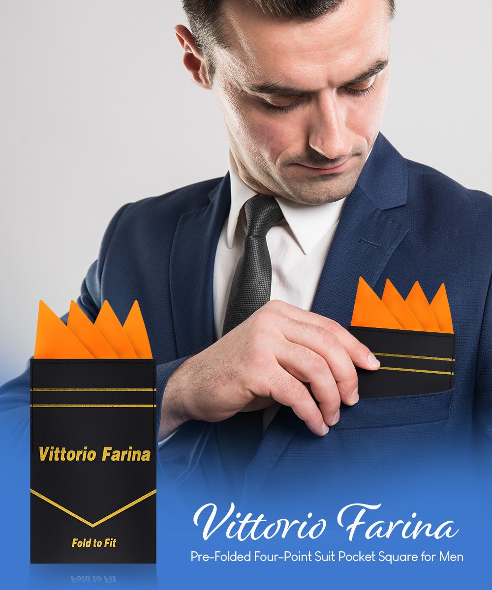 Vittorio Farina Men's Pre-Folded Pocket Square: Four-Point - Upscale Men's Fashion