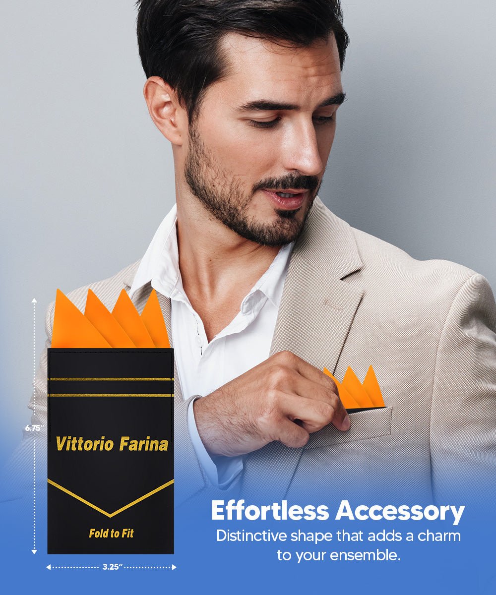Vittorio Farina Men's Pre-Folded Pocket Square: Four-Point - Upscale Men's Fashion