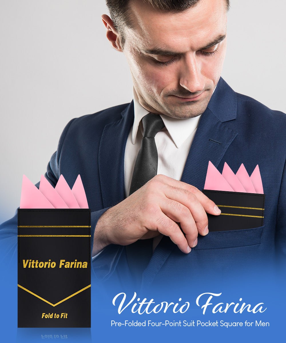 Vittorio Farina Men's Pre-Folded Pocket Square: Four-Point - Upscale Men's Fashion