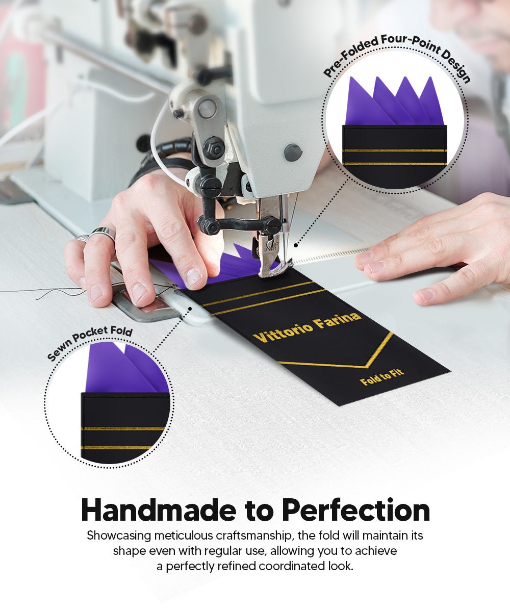 Vittorio Farina Men's Pre-Folded Pocket Square: Four-Point - Upscale Men's Fashion