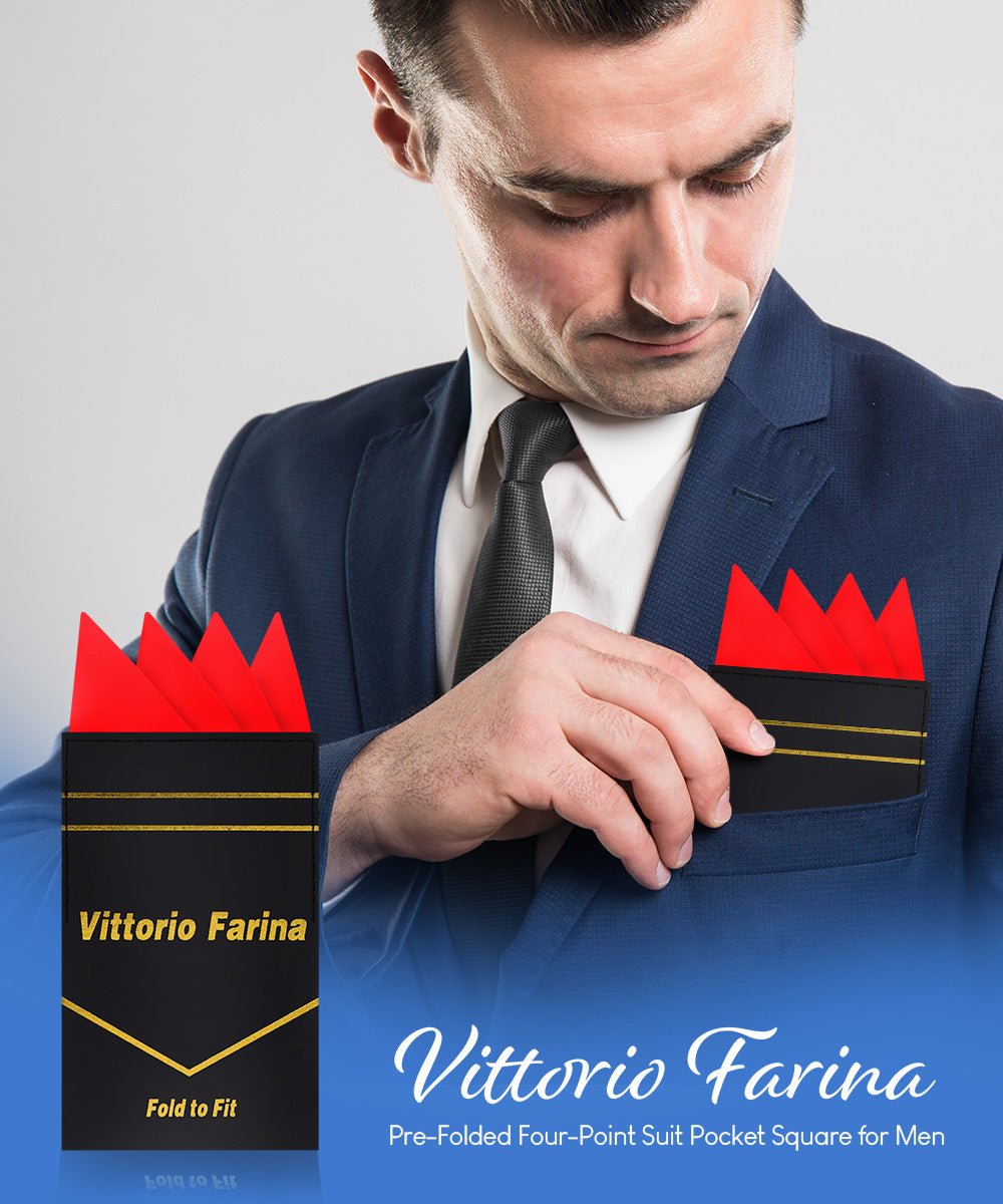 Vittorio Farina Men's Pre-Folded Pocket Square: Four-Point - Upscale Men's Fashion