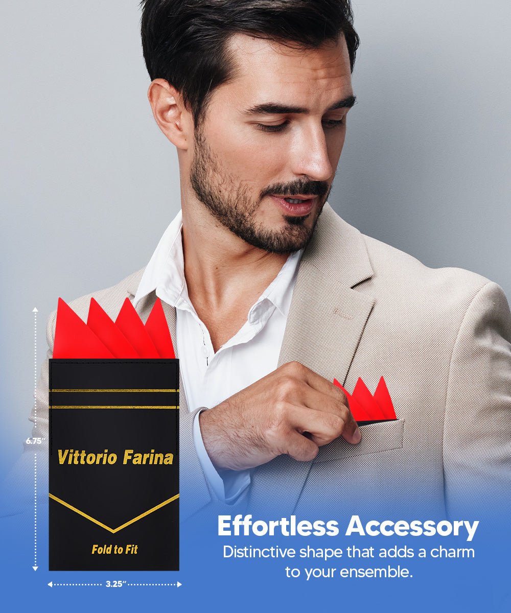 Vittorio Farina Men's Pre-Folded Pocket Square: Four-Point - Upscale Men's Fashion