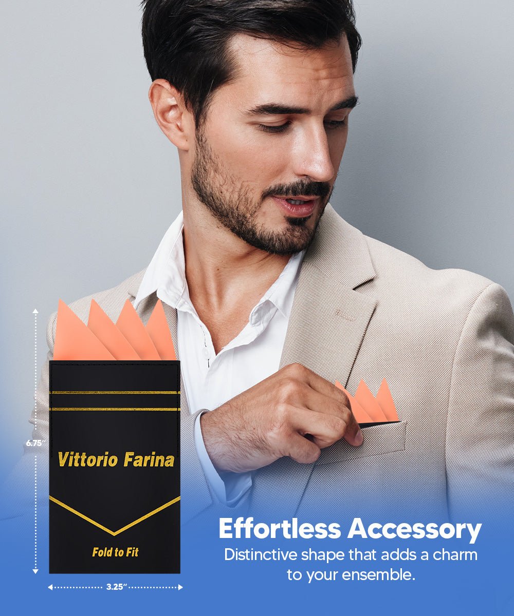 Vittorio Farina Men's Pre-Folded Pocket Square: Four-Point - Upscale Men's Fashion