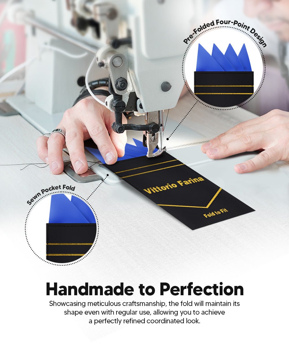 Vittorio Farina Men's Pre-Folded Pocket Square: Four-Point - Upscale Men's Fashion