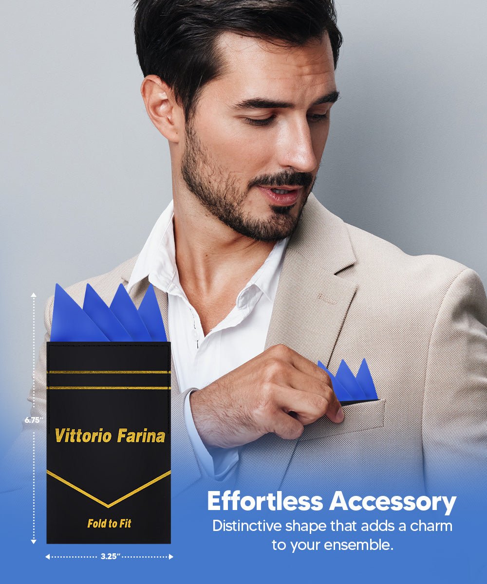 Vittorio Farina Men's Pre-Folded Pocket Square: Four-Point - Upscale Men's Fashion