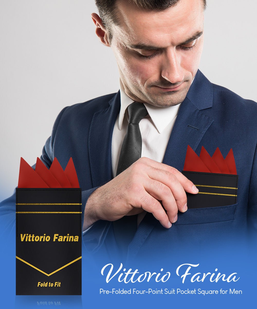 Vittorio Farina Men's Pre-Folded Pocket Square: Four-Point - Upscale Men's Fashion