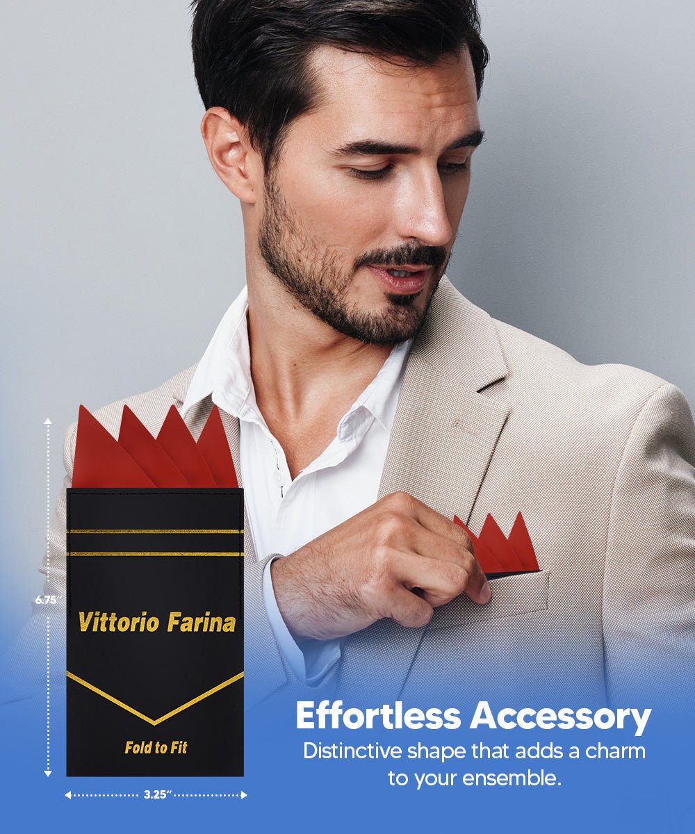 Vittorio Farina Men's Pre-Folded Pocket Square: Four-Point - Upscale Men's Fashion