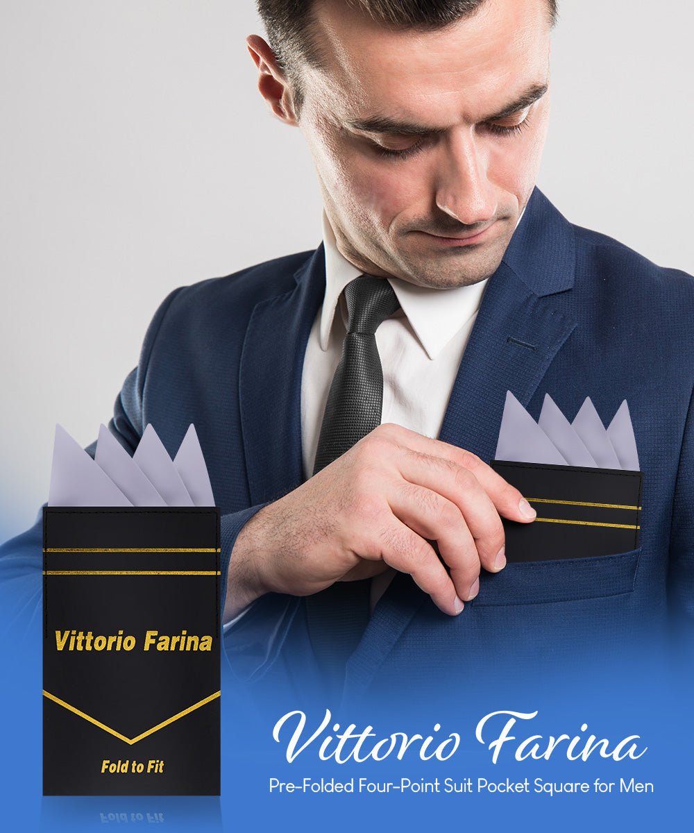 Vittorio Farina Men's Pre-Folded Pocket Square: Four-Point - Upscale Men's Fashion
