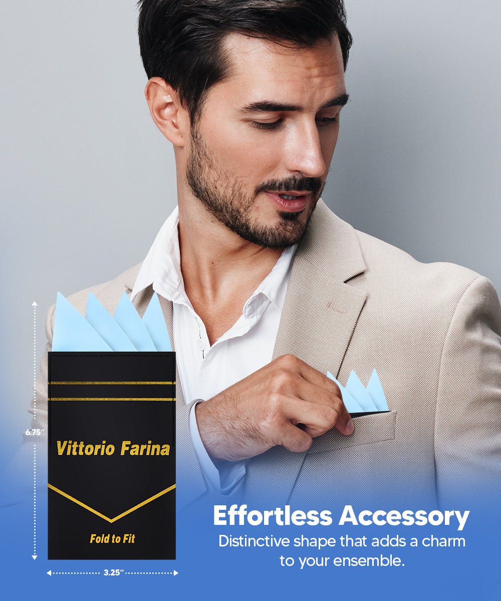 Vittorio Farina Men's Pre-Folded Pocket Square: Four-Point - Upscale Men's Fashion