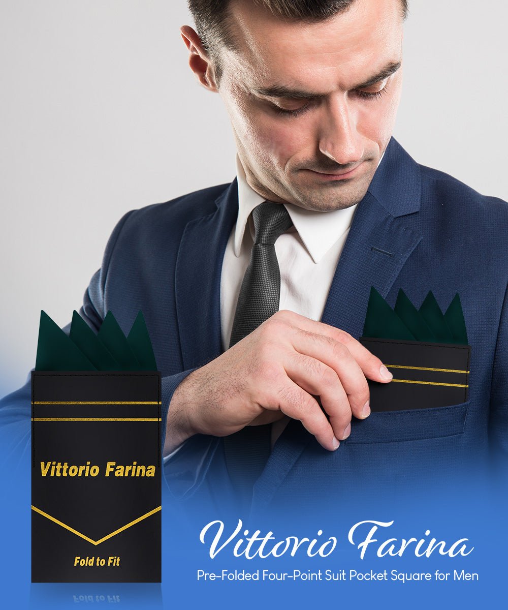 Vittorio Farina Men's Pre-Folded Pocket Square: Four-Point - Upscale Men's Fashion