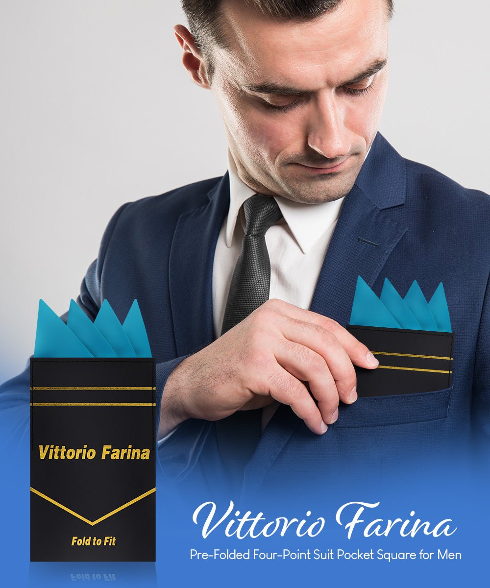 Vittorio Farina Men's Pre-Folded Pocket Square: Four-Point - Upscale Men's Fashion