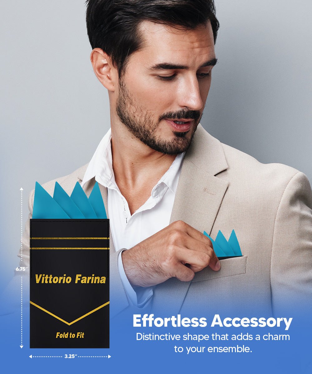 Vittorio Farina Men's Pre-Folded Pocket Square: Four-Point - Upscale Men's Fashion