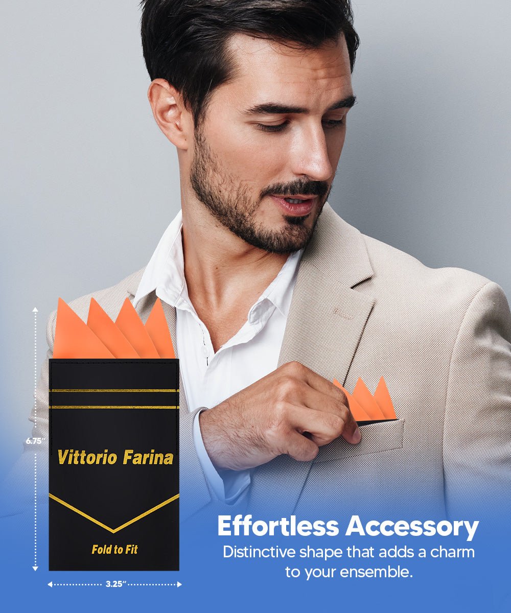 Vittorio Farina Men's Pre-Folded Pocket Square: Four-Point - Upscale Men's Fashion