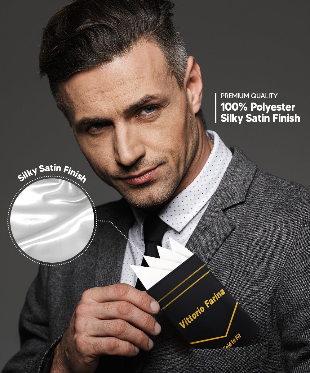 Vittorio Farina Men's Pre-Folded Pocket Square: Four-Point - Upscale Men's Fashion