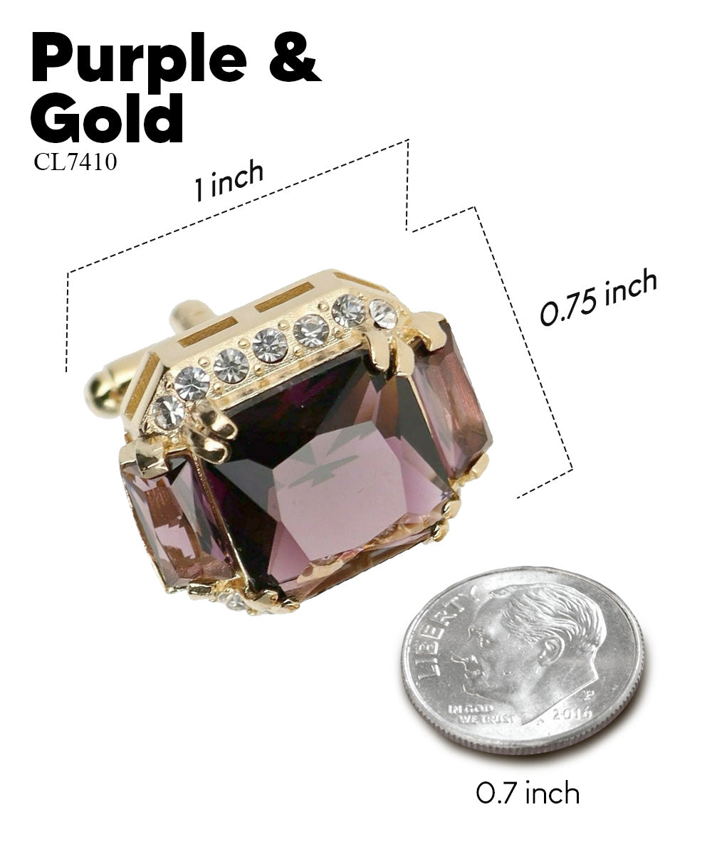 Vittorio Vico – Rectangular Diamond-Flanked Crystal Cufflinks