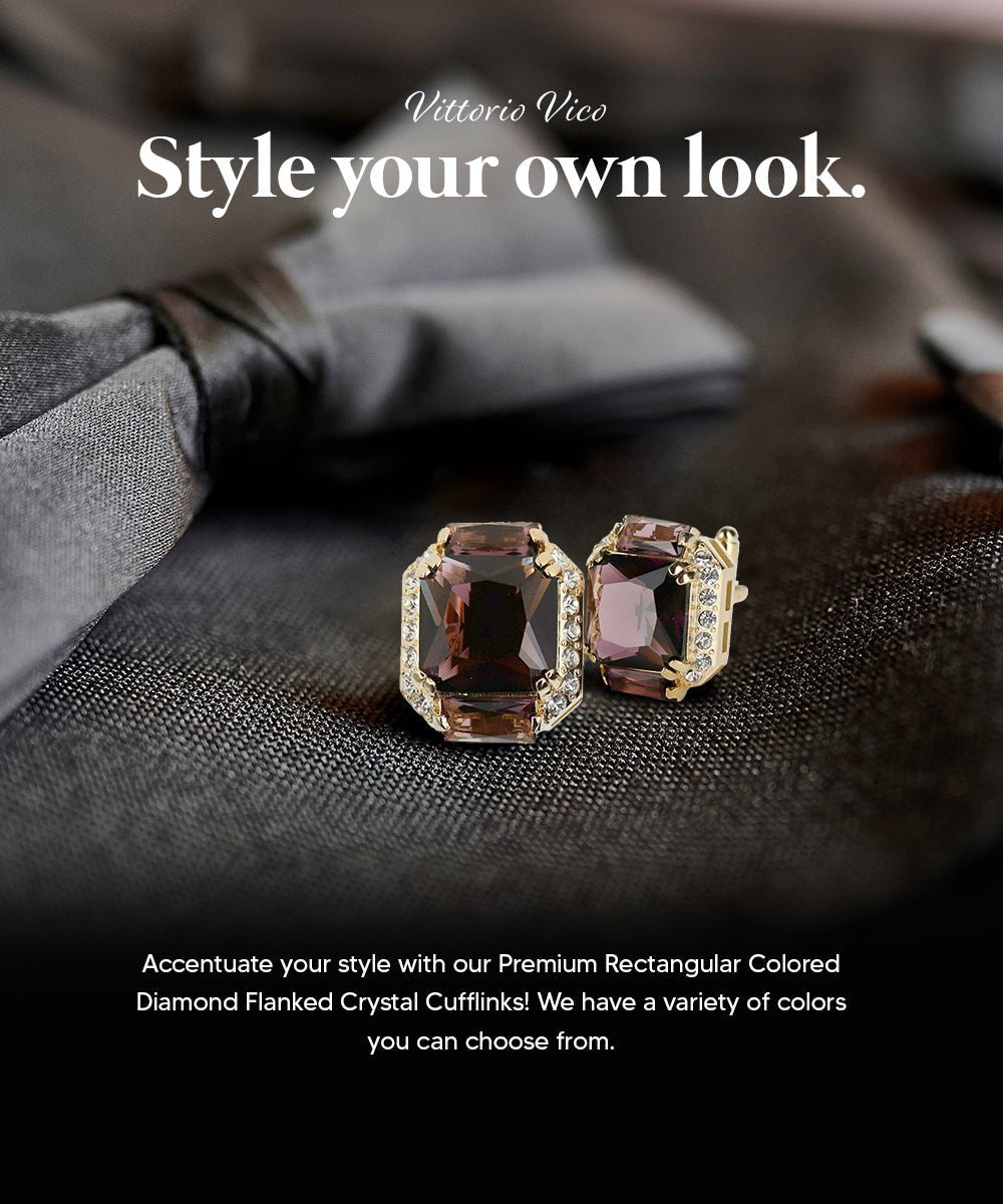 Vittorio Vico – Rectangular Diamond-Flanked Crystal Cufflinks - Upscale Men's Fashion