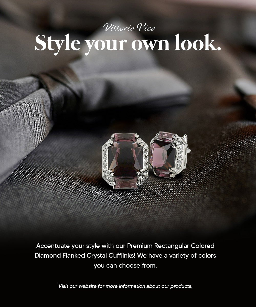 Vittorio Vico – Rectangular Diamond-Flanked Crystal Cufflinks - Upscale Men's Fashion