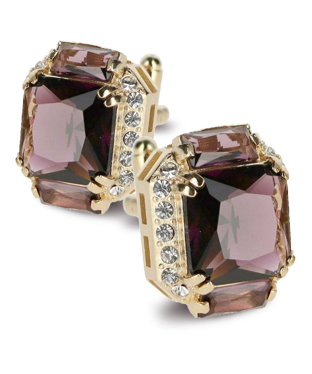 Vittorio Vico – Rectangular Diamond-Flanked Crystal Cufflinks - Upscale Men's Fashion