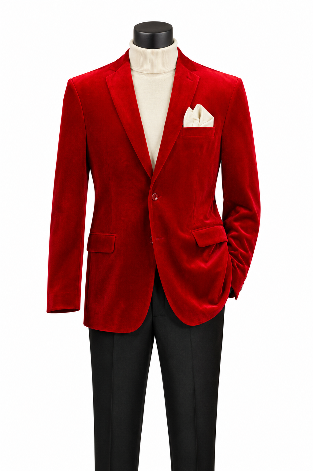 Red Regular Fit Velvet Blazer-Orsini Collection