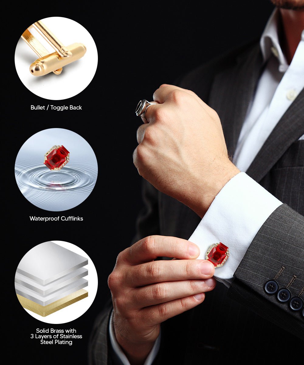 Vittorio Vico – Rectangular Diamond-Flanked Crystal Cufflinks - Upscale Men's Fashion