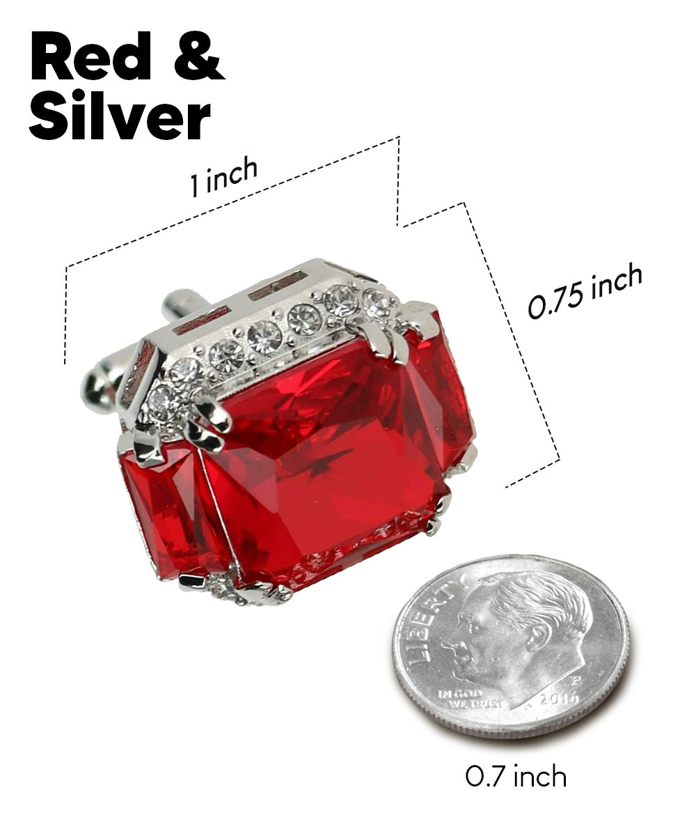 Vittorio Vico – Rectangular Diamond-Flanked Crystal Cufflinks