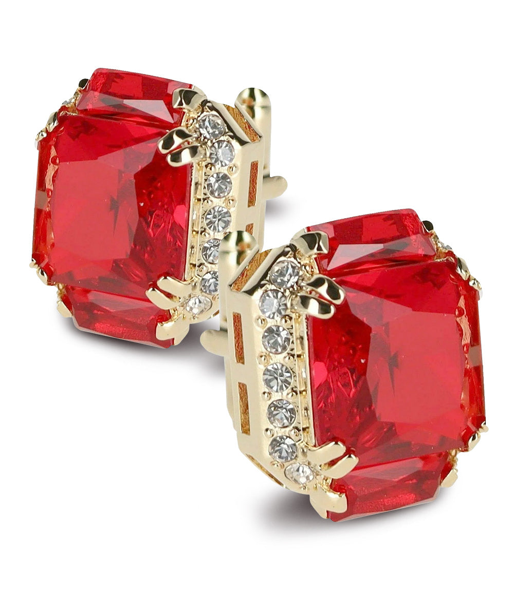 Vittorio Vico – Rectangular Diamond-Flanked Crystal Cufflinks