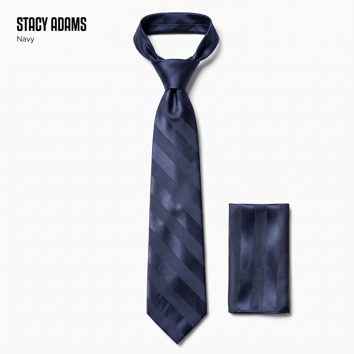Stacy Adams Men's Navy Tonal Stripe Tie & Pocket Square Set – Liam - Upscale Men's Fashion