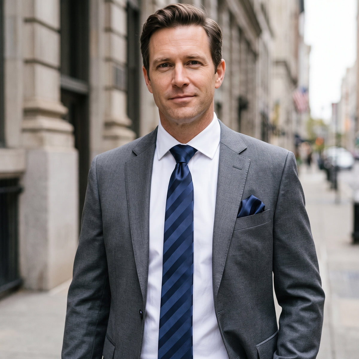 Stacy Adams Men's Navy Tonal Stripe Tie & Pocket Square Set – Liam - Upscale Men's Fashion