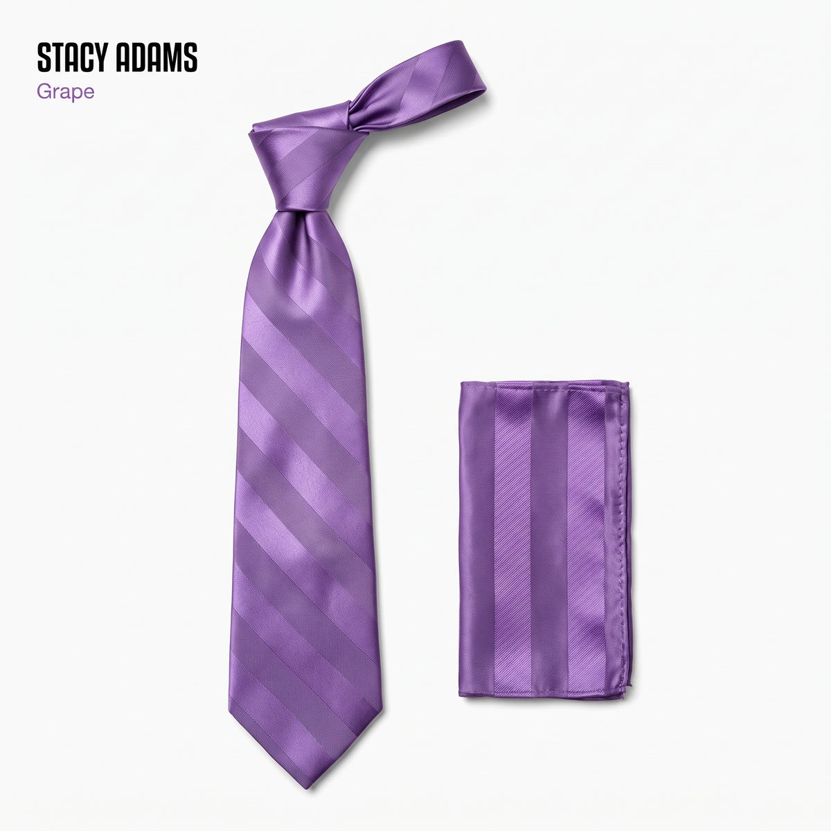 Stacy Adams Men's Grape Tonal Stripe Tie & Pocket Square Set – Liam - Upscale Men's Fashion