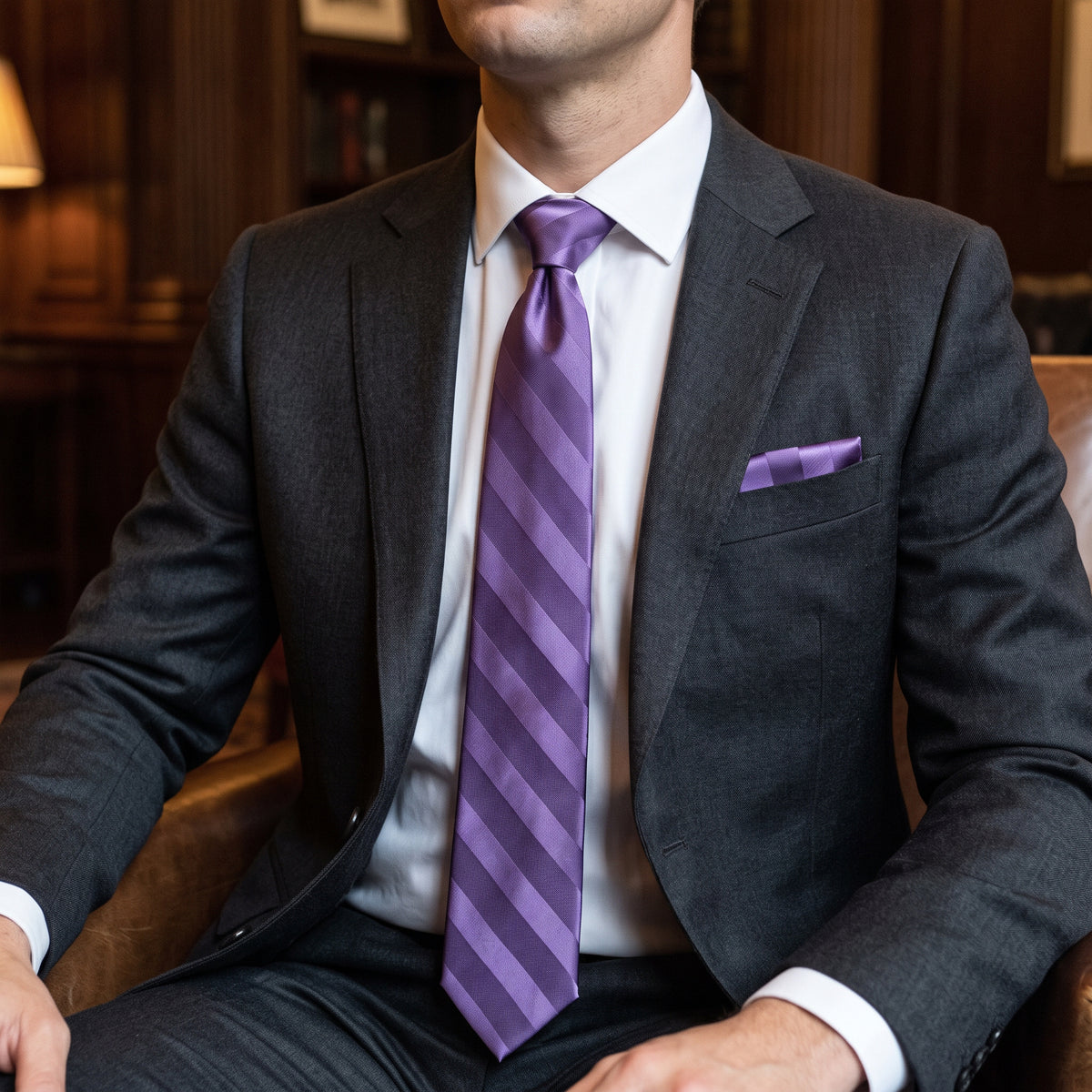 Stacy Adams Men's Grape Tonal Stripe Tie & Pocket Square Set – Liam - Upscale Men's Fashion