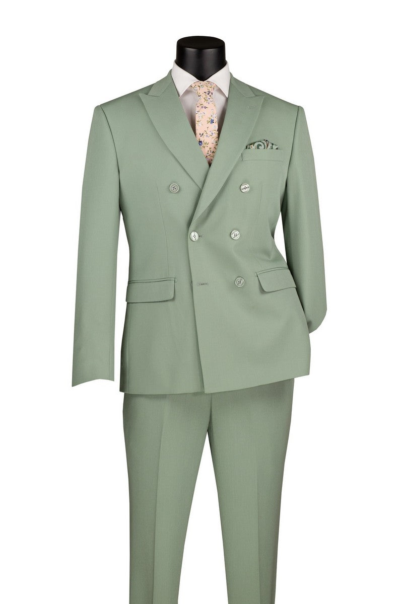 Sage Slim Fit Stretch Double Breasted 2 Piece Suit - Bellarco Collection