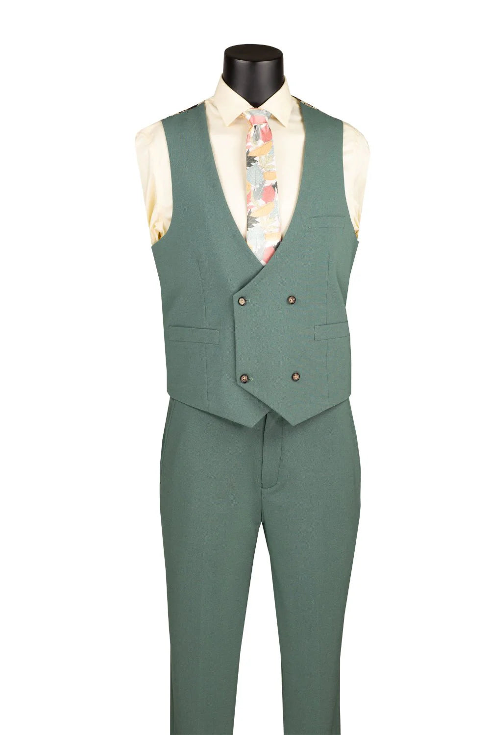 Sage Modern Fit 3-Piece Bird’s-Eye Weave Stretch Suit – Livorno Collection