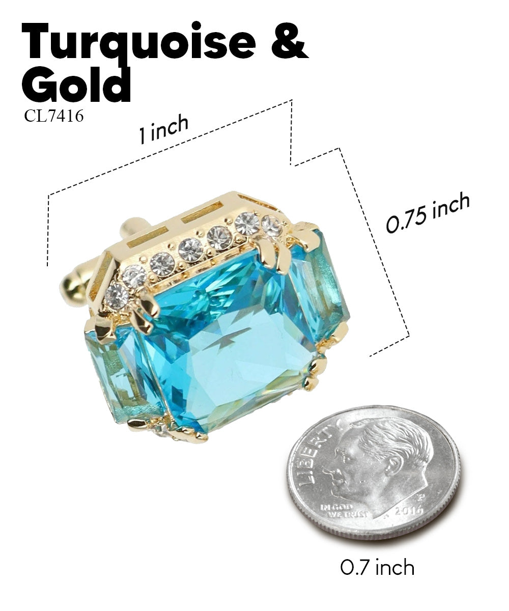 Vittorio Vico – Rectangular Diamond-Flanked Crystal Cufflinks