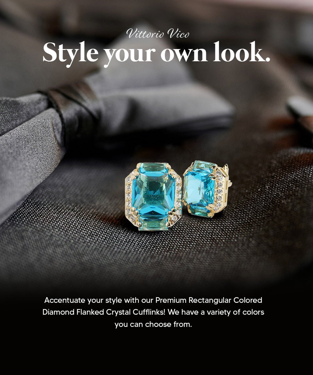 Vittorio Vico – Rectangular Diamond-Flanked Crystal Cufflinks - Upscale Men's Fashion