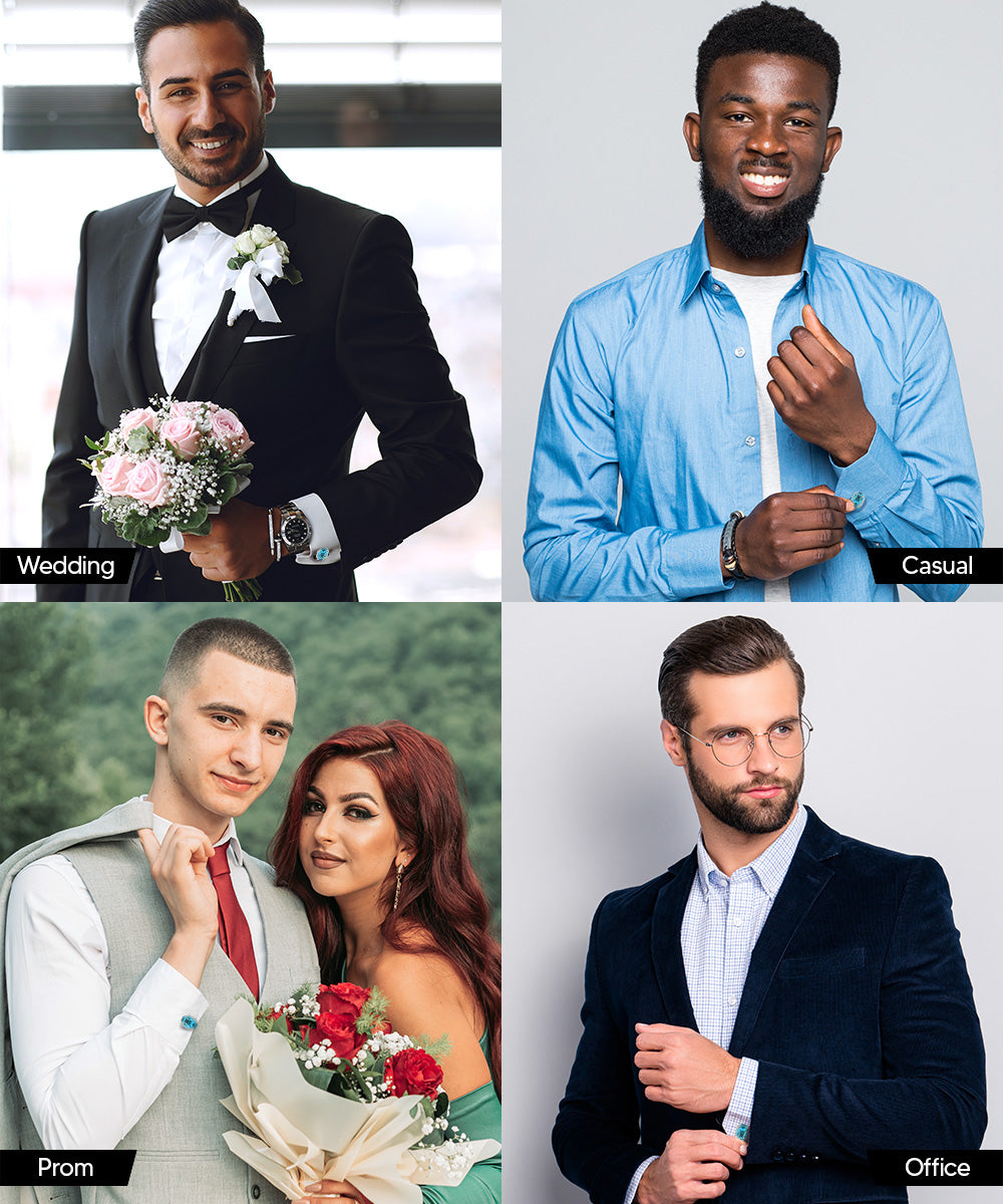 Vittorio Vico – Rectangular Diamond-Flanked Crystal Cufflinks