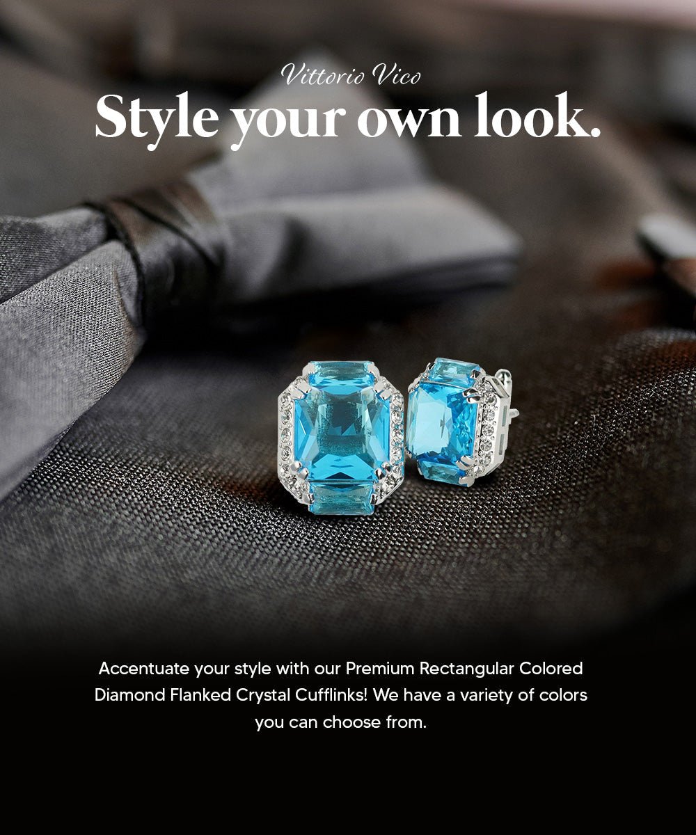 Vittorio Vico – Rectangular Diamond-Flanked Crystal Cufflinks - Upscale Men's Fashion