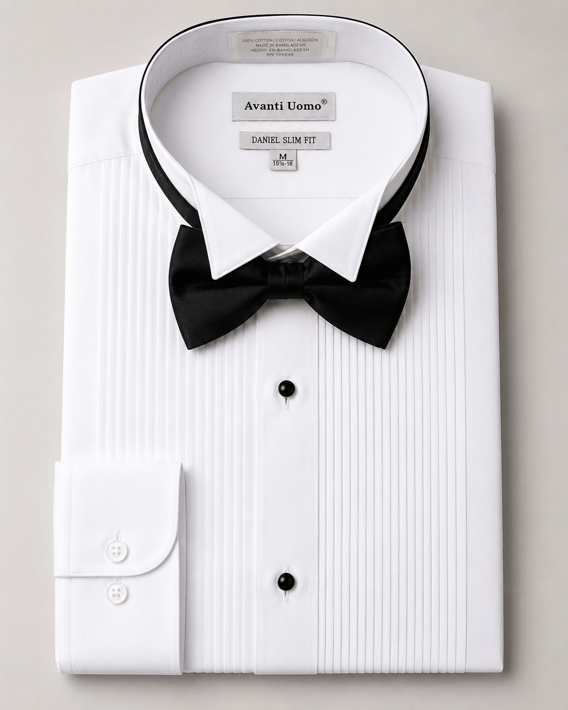 White Slim Fit Pleated Tuxedo Shirt - Upscale Men's Fashion