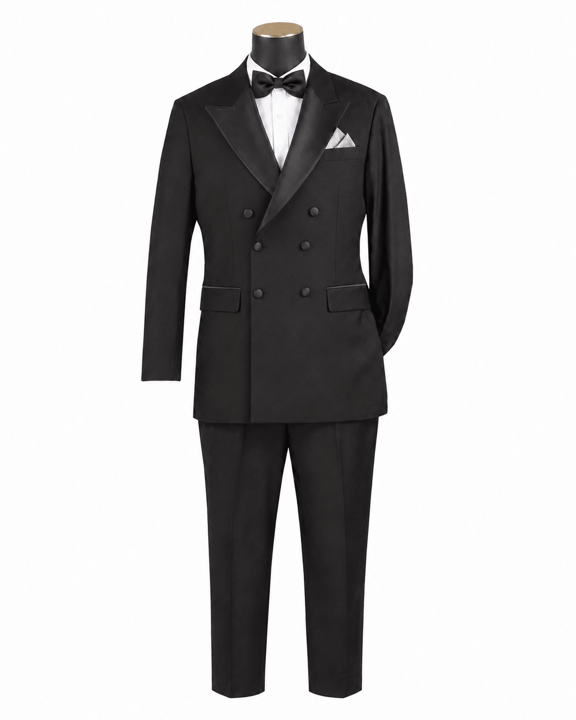 Men’s Black Modern Fit 2-Piece Double-Breasted Tuxedo – Bellavaro Collection - Upscale Men's Fashion