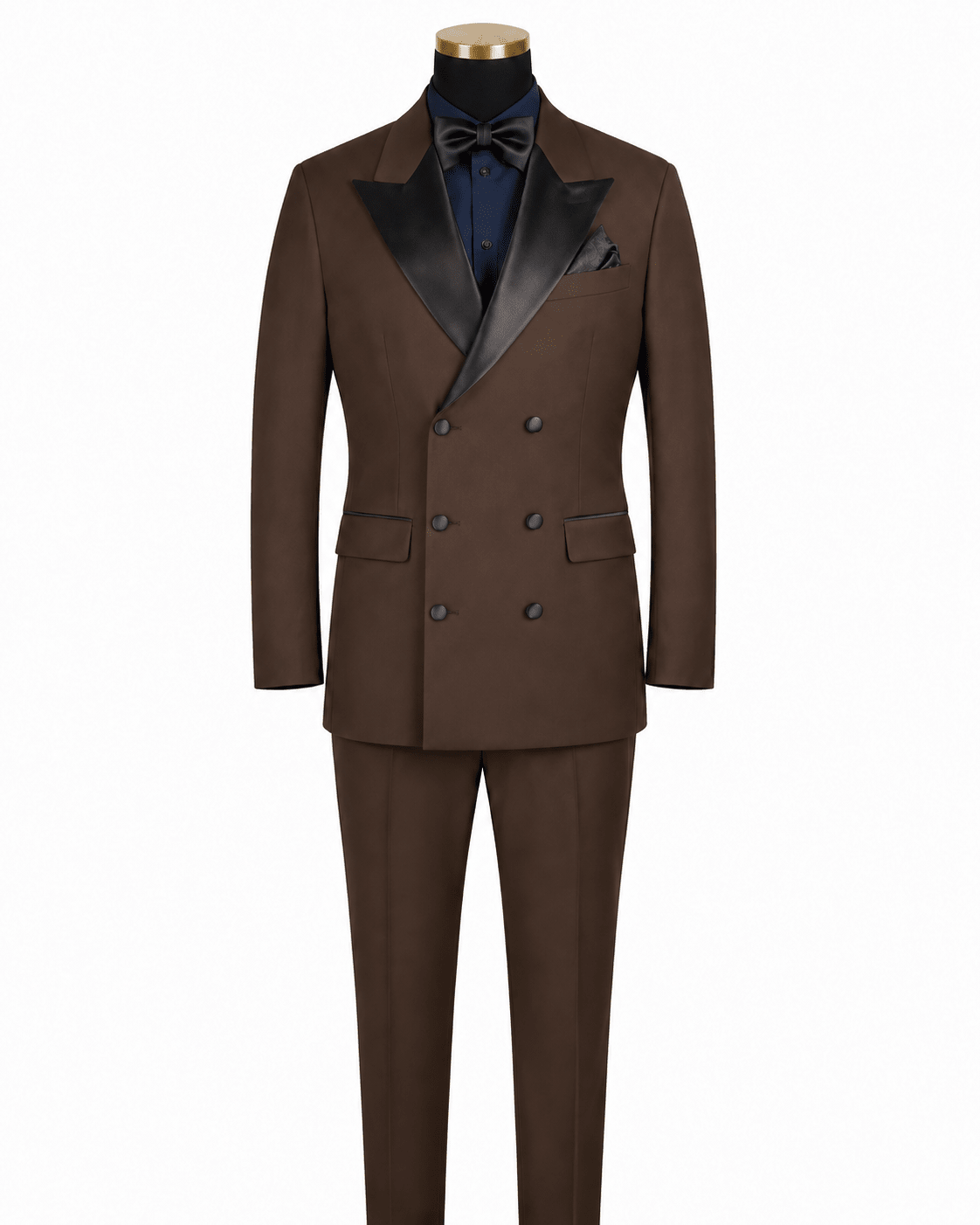 Men’s Brown Modern Fit 2-Piece Double-Breasted Tuxedo – Bellavaro Collection - Upscale Men's Fashion