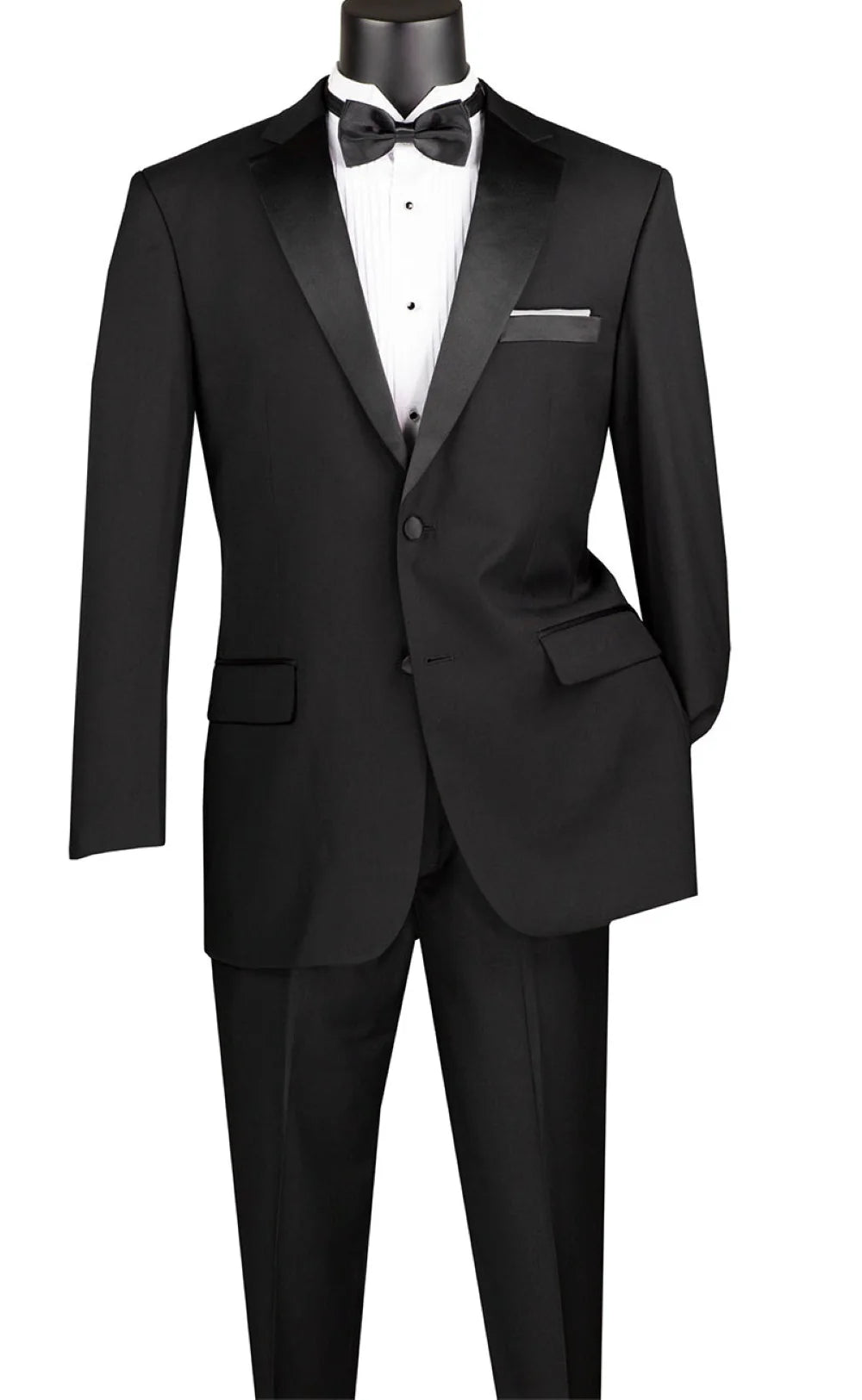 Black regular fit 2-piece tuxedo with satin notch lapel