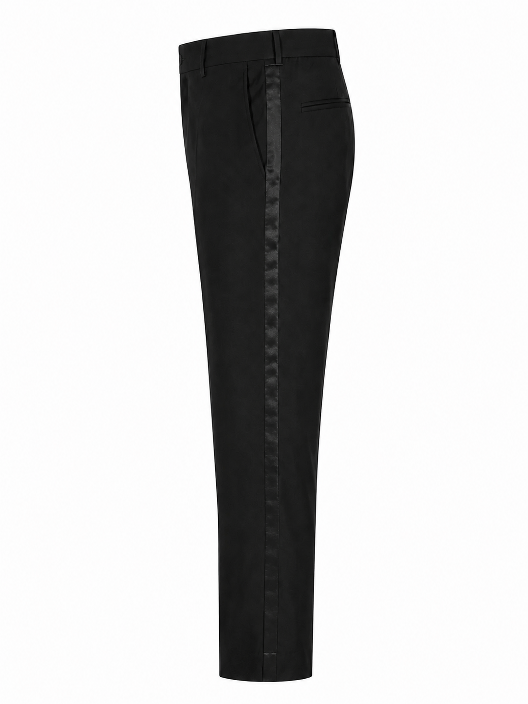 Black Tuxedo Pants with Adjustable Waist & Satin Stripe