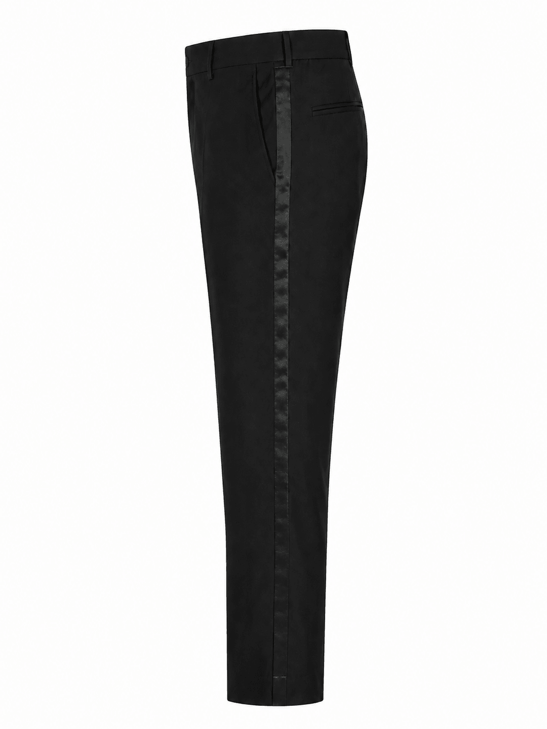 Black Tuxedo Pants with Adjustable Waist & Satin Stripe - Upscale Men's Fashion