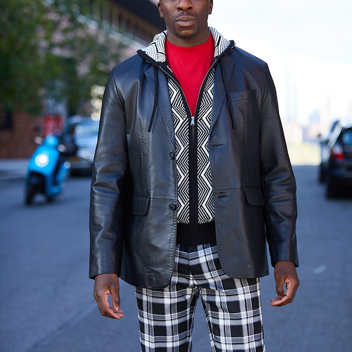 Black Men’s 100% lamb leather blazer in pine green – modern fit luxury jacket from Upscale Men’s Fashion life style