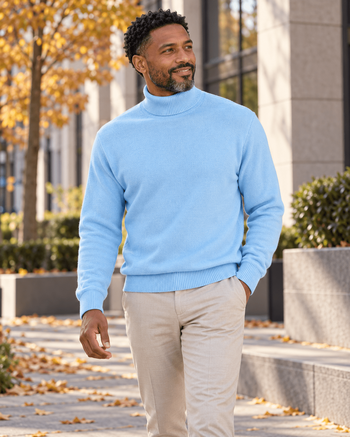 Men's Turtleneck Sweater color Blue Mist - Upscale Men's Fashion