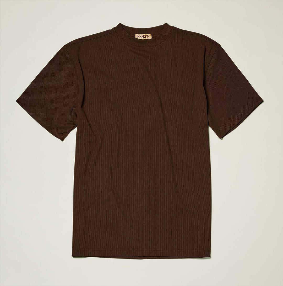 Men's brown ribbed crew neck short sleeve T-shirt