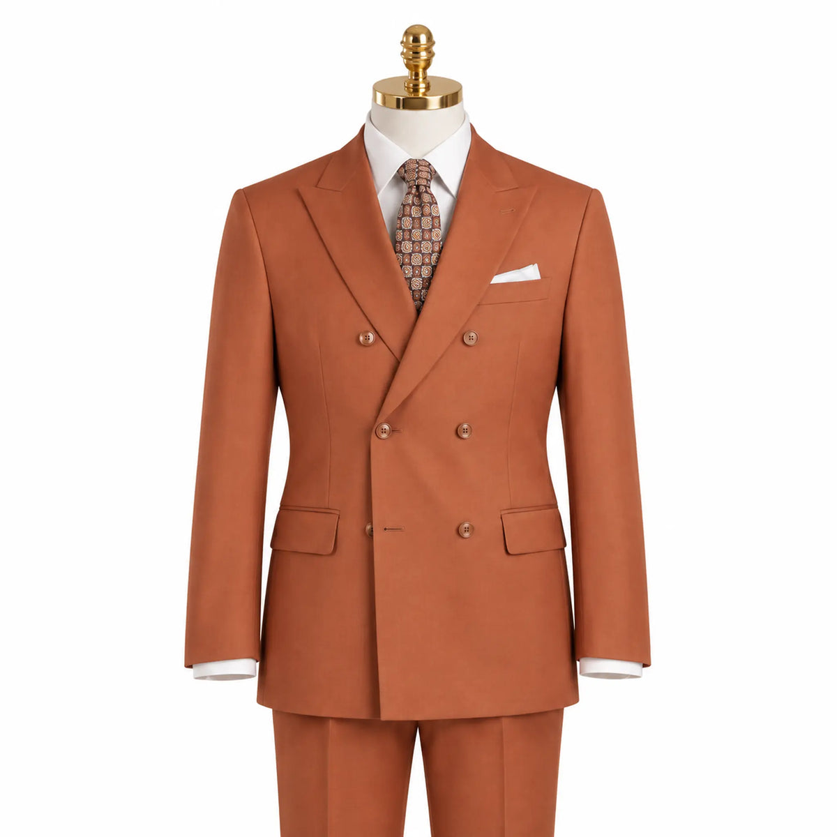 Amber Capri Collection suit – white mannequin with gold finial