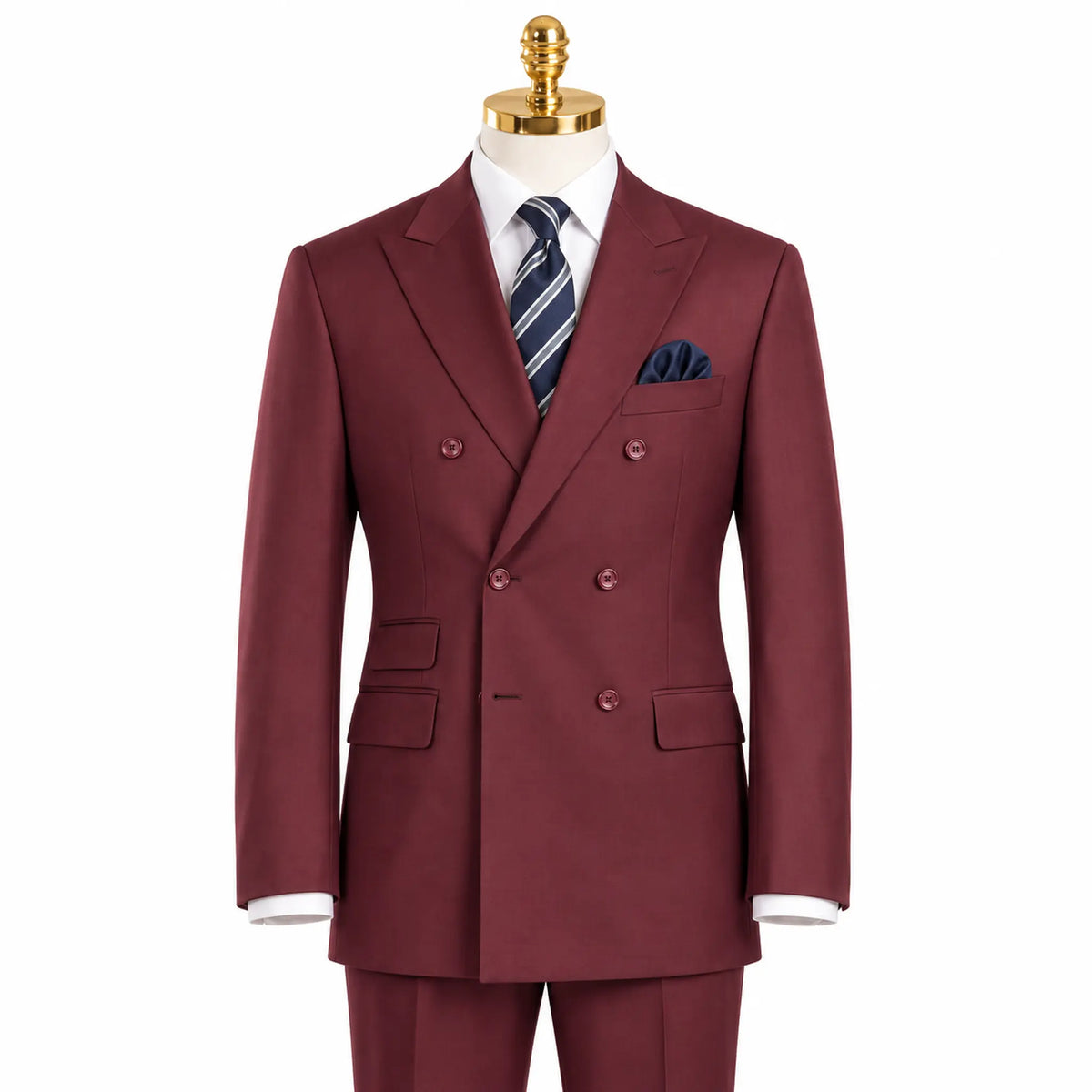 Capri Collection – Burgundy Double-Breasted Regular Fit Suit - Upscale Men's Fashion